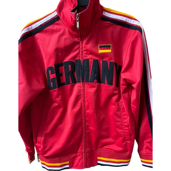 5sun Fifth Sun Futbol Track Jacket Germany Soccer Team  Full Zip Red Mens Small - Picture 1 of 10